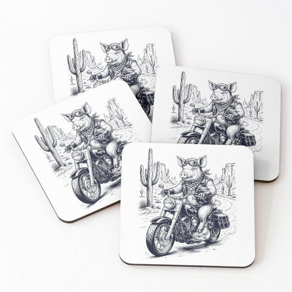 Item preview, Vintage Pig Riding Motorbike Moto Western Cowboy Animal Lover designed and sold by DoodleTortle.