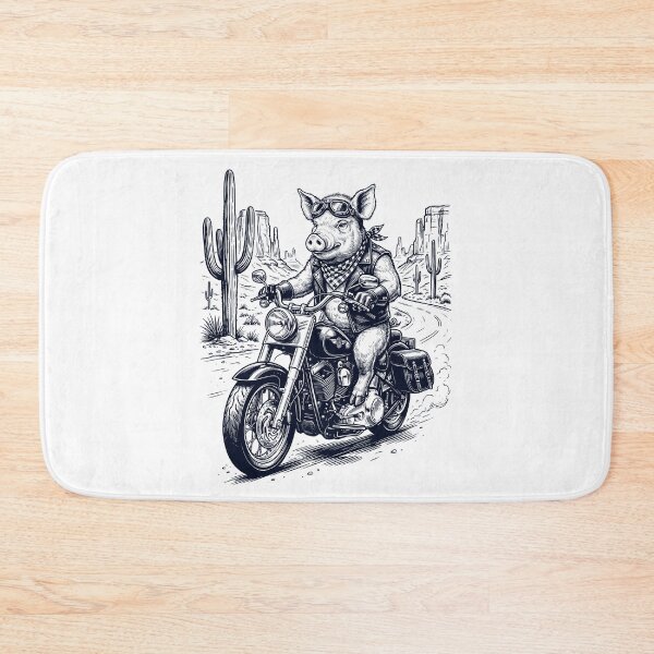 Item preview, Vintage Pig Riding Motorbike Moto Western Cowboy Animal Lover designed and sold by DoodleTortle.