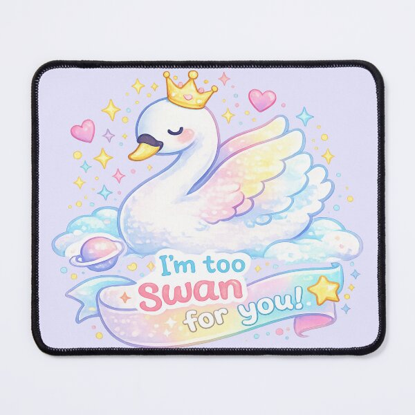 Item preview, Pastel Cute Swan with Funny Quote “I’m Too Swan For You” – Kawaii Watercolor Illustration designed and sold by Nusha Creations.