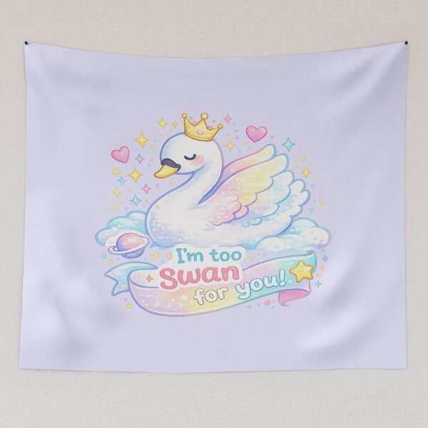 Item preview, Pastel Cute Swan with Funny Quote “I’m Too Swan For You” – Kawaii Watercolor Illustration designed and sold by Nusha Creations.