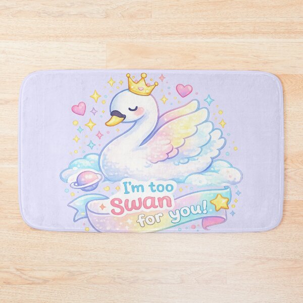 Item preview, Pastel Cute Swan with Funny Quote “I’m Too Swan For You” – Kawaii Watercolor Illustration designed and sold by Nusha Creations.