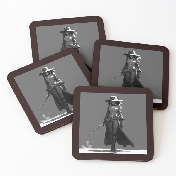 Item preview, Cowgirl Gunslinger Black and White Western Art designed and sold by inkoutninja.