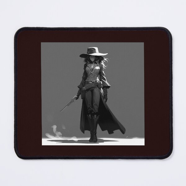 Item preview, Cowgirl Gunslinger Black and White Western Art designed and sold by inkoutninja.