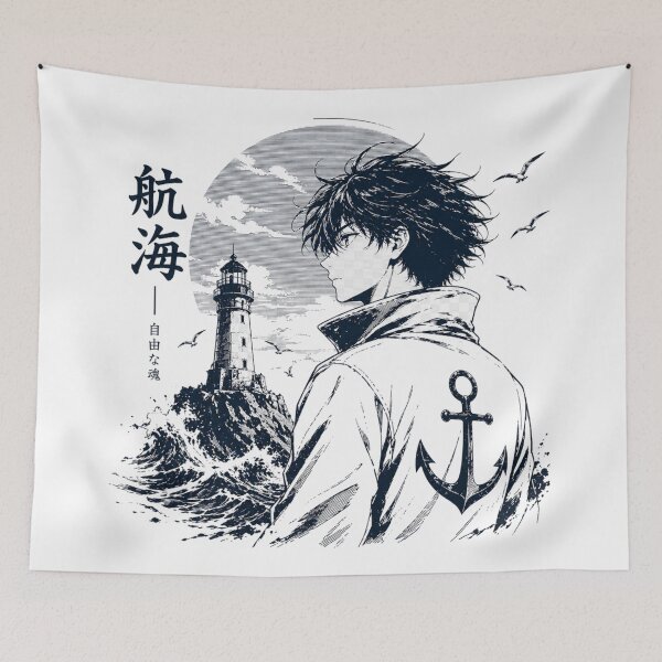 Item preview, Sail Beyond The Horizon – Manga Lighthouse Ocean Anime Design designed and sold by MWSailingClub.