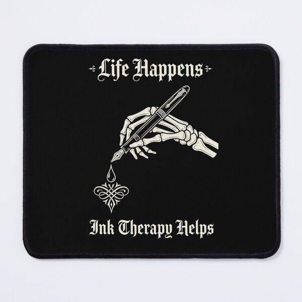 Item preview, Life Happens Ink Therapy Helps Gothic Pen Skeleton – Writer Healing Shirt designed and sold by printedartgoods.
