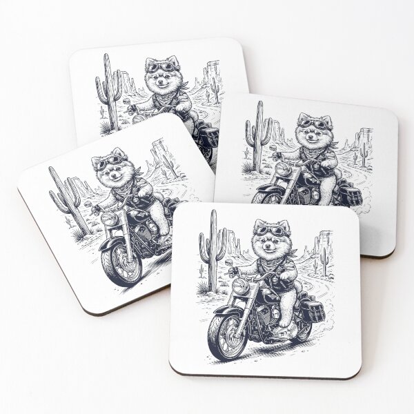 Item preview, Vintage Pomeranian Riding Motorbike Moto Western Cowboy Dog Lover designed and sold by DoodleTortle.