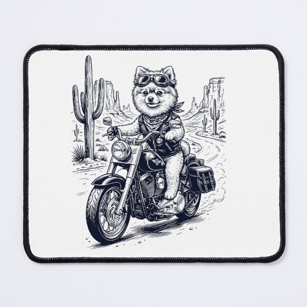 Item preview, Vintage Pomeranian Riding Motorbike Moto Western Cowboy Dog Lover designed and sold by DoodleTortle.