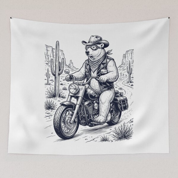Item preview, Vintage Polar Bear Riding Motorbike Moto Western Cowboy Animal Lover designed and sold by DoodleTortle.