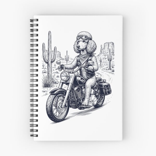 Artikelvorschau, Vintage Pudel fährt Motorrad Moto Western Cowboy Hundeliebhaber entworfen und verkauft von DoodleTortle.