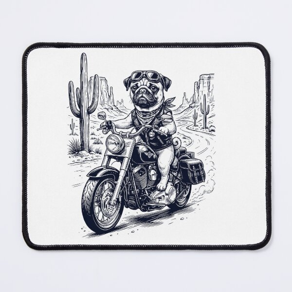 Item preview, Vintage Pug Riding Motorbike Moto Western Cowboy Dog Lover designed and sold by DoodleTortle.