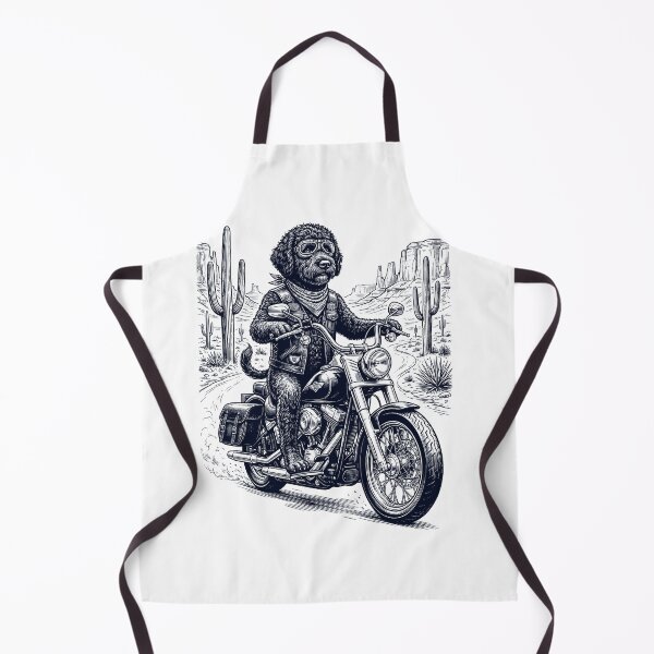 Item preview, Vintage Portuguese Water Dog Riding Motorbike Moto Western Cowboy Dog Lover designed and sold by DoodleTortle.