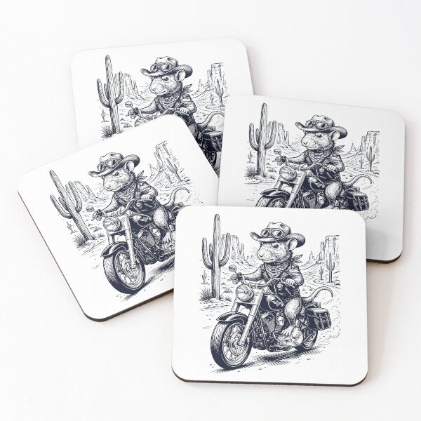 Item preview, Vintage Rat Riding Motorbike Moto Western Cowboy Animal Lover designed and sold by DoodleTortle.