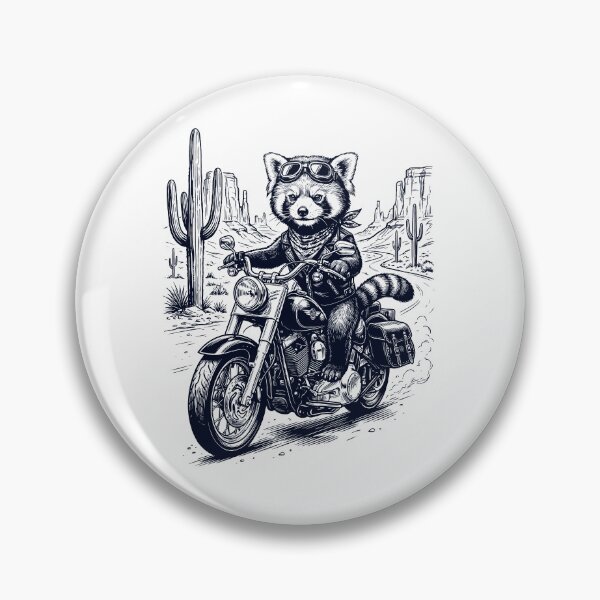 Artikelvorschau, Vintage Roter Panda fährt Motorrad Moto Western Cowboy Tierliebhaber entworfen und verkauft von DoodleTortle.