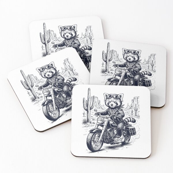 Item preview, Vintage Red Panda Riding Motorbike Moto Western Cowboy Animal Lover designed and sold by DoodleTortle.
