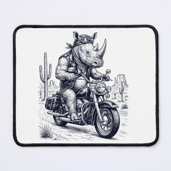 Item preview, Vintage Rhino Riding Motorbike Moto Western Cowboy Animal Lover designed and sold by DoodleTortle.
