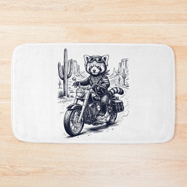Item preview, Vintage Red Panda Riding Motorbike Moto Western Cowboy Animal Lover designed and sold by DoodleTortle.