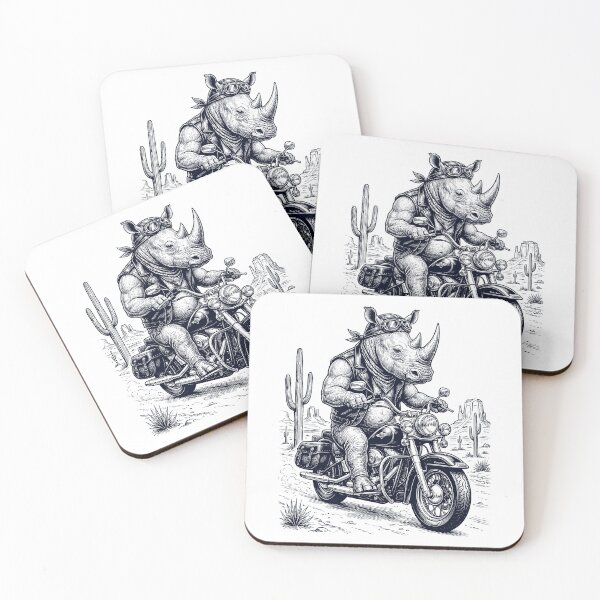 Item preview, Vintage Rhino Riding Motorbike Moto Western Cowboy Animal Lover designed and sold by DoodleTortle.