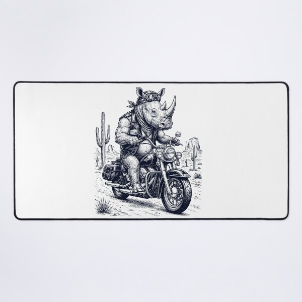 Item preview, Rinoceronte vintage montando en moto, vaquero del oeste, amante de los animales designed and sold by DoodleTortle.