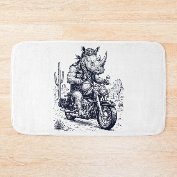 Item preview, Vintage Rhino Riding Motorbike Moto Western Cowboy Animal Lover designed and sold by DoodleTortle.