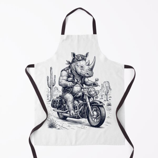 Item preview, Vintage Rhino Riding Motorbike Moto Western Cowboy Animal Lover designed and sold by DoodleTortle.
