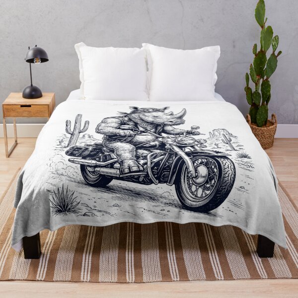 Item preview, Vintage Rhino Riding Motorbike Moto Western Cowboy Animal Lover designed and sold by DoodleTortle.