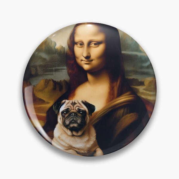 Item preview, Mona Lisa with Pug Dog Da Vinci painting Gioconda parody designed and sold by ArtUnova.
