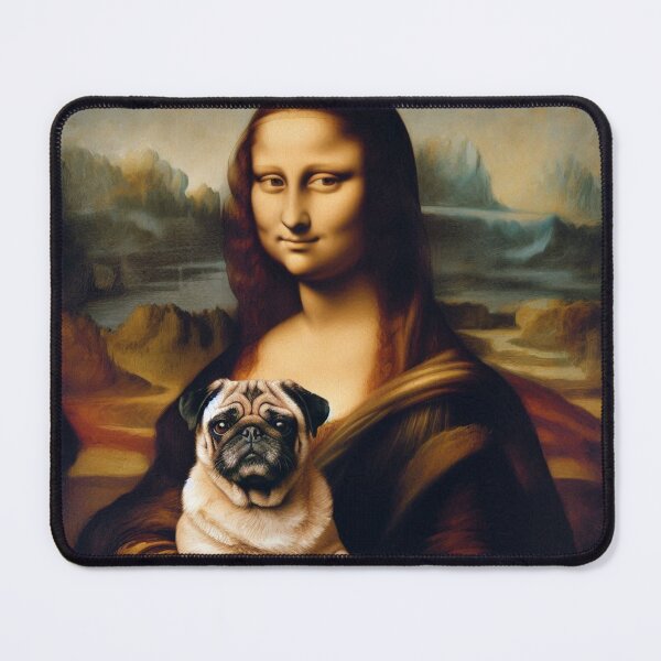 Item preview, Mona Lisa with Pug Dog Da Vinci painting Gioconda parody designed and sold by ArtUnova.