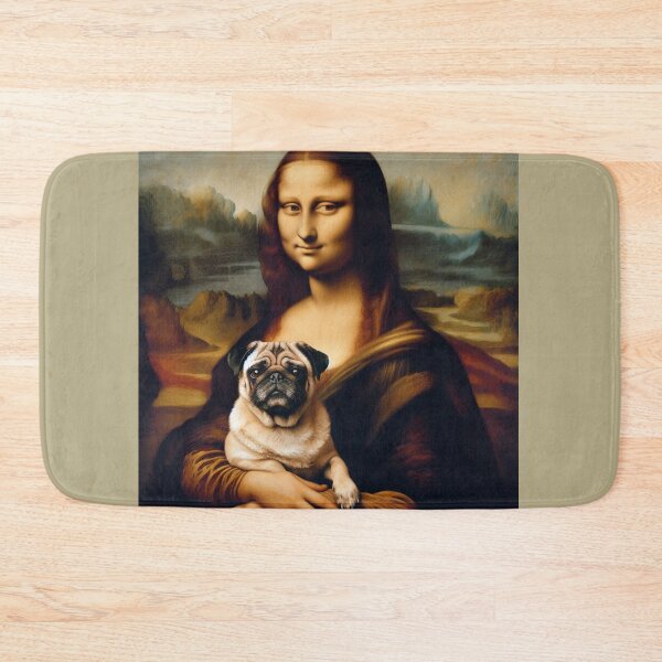 Item preview, Mona Lisa with Pug Dog Da Vinci painting Gioconda parody designed and sold by ArtUnova.