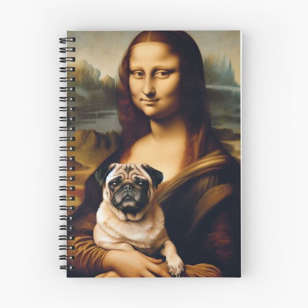 Item preview, Mona Lisa with Pug Dog Da Vinci painting Gioconda parody designed and sold by ArtUnova.