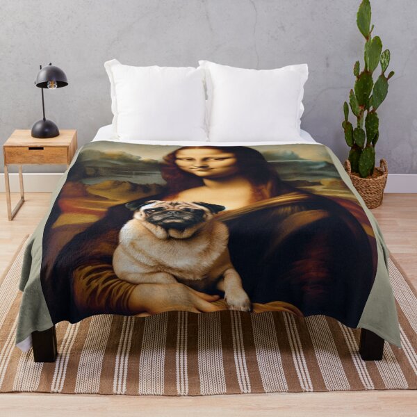 Item preview, Mona Lisa with Pug Dog Da Vinci painting Gioconda parody designed and sold by ArtUnova.