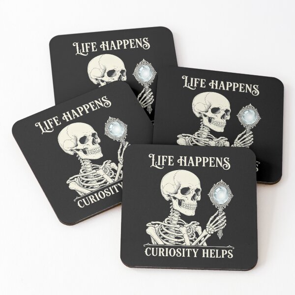 Item preview, Life Happens Curiosity Helps Gothic Mirror Skeleton – Intellectual Humor designed and sold by printedartgoods.