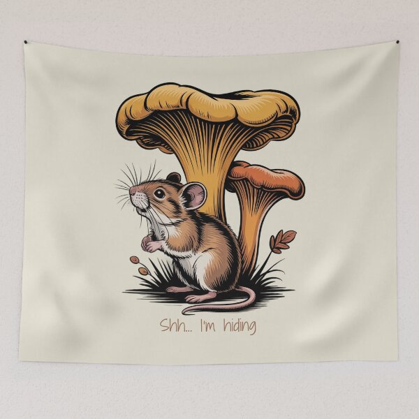 Item preview, Shh I’m Hiding Cute Introvert Mouse Under Mushroom Vintage Art designed and sold by AlexandraSand.