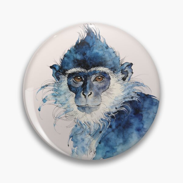 Item preview, Blue Spirit Monkey Watercolor Portrait designed and sold by KiraChie.