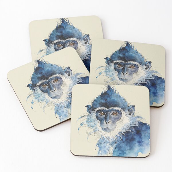 Item preview, Blue Spirit Monkey Watercolor Portrait designed and sold by KiraChie.