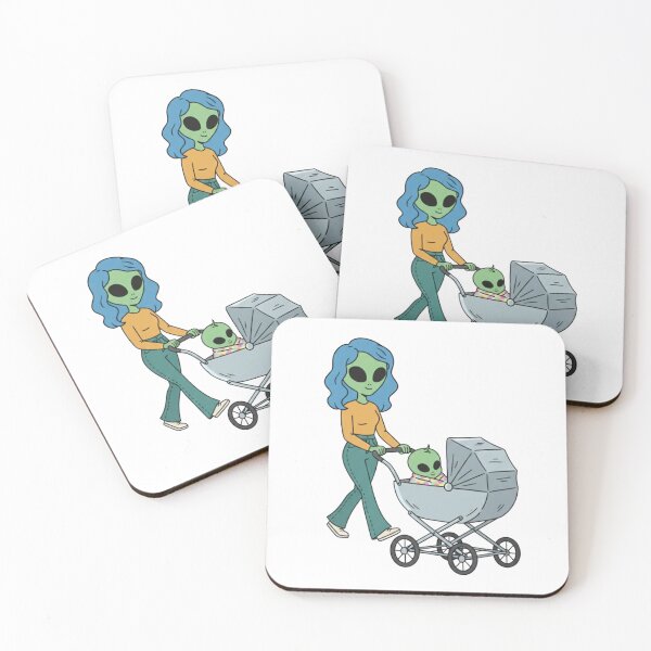 Item preview, Alien Woman Pushing a Baby Carriage designed and sold by Everyday Aliens.