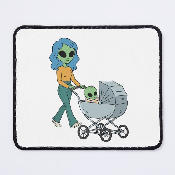 Item preview, Alien Woman Pushing a Baby Carriage designed and sold by Everyday Aliens.