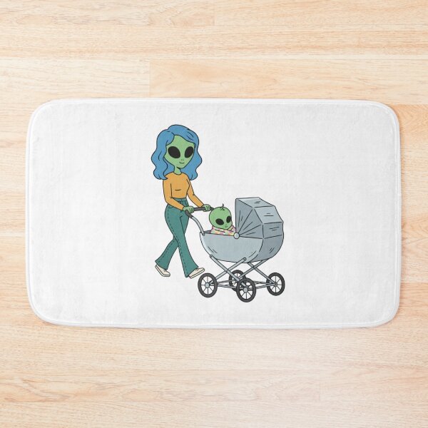 Item preview, Alien Woman Pushing a Baby Carriage designed and sold by Everyday Aliens.