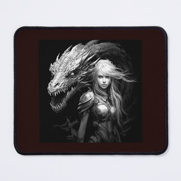 Item preview, Dragon Warrior Woman Black and White Dark Fantasy Art designed and sold by inkoutninja.