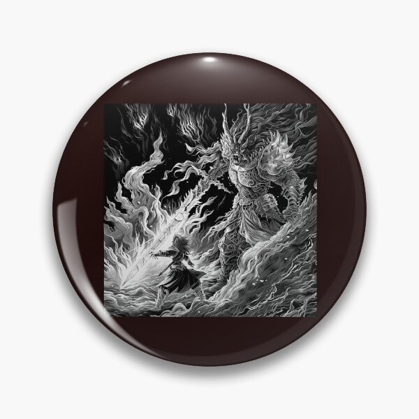 Item preview, Epic Fire Demon Battle Black and White Dark Fantasy Art designed and sold by inkoutninja.