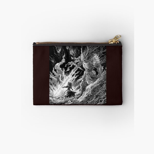 Item preview, Epic Fire Demon Battle Black and White Dark Fantasy Art designed and sold by inkoutninja.