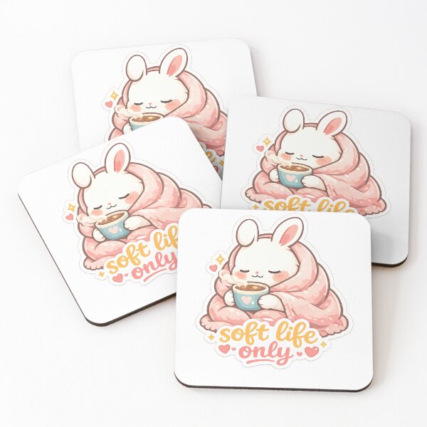 Item preview, "Soft Life Only" | Cozy Bunny & Self-Care Aesthetic Art designed and sold by Naviora.