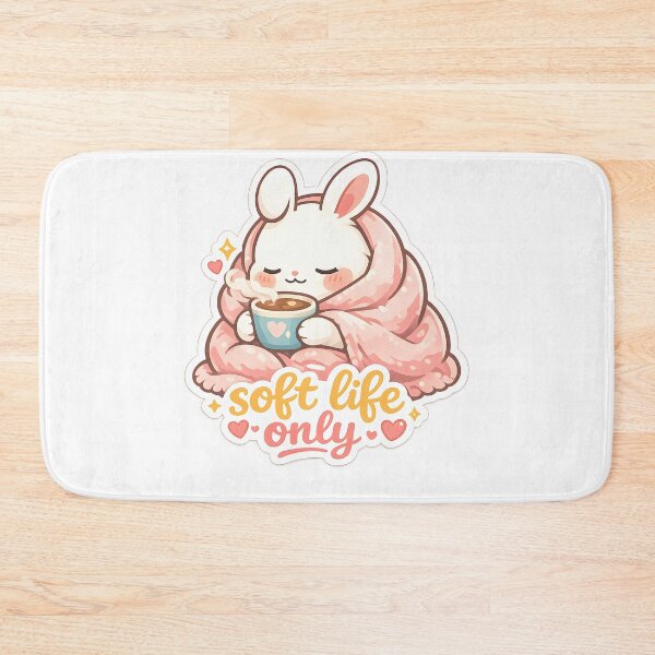 Item preview, "Soft Life Only" | Cozy Bunny & Self-Care Aesthetic Art designed and sold by Naviora.