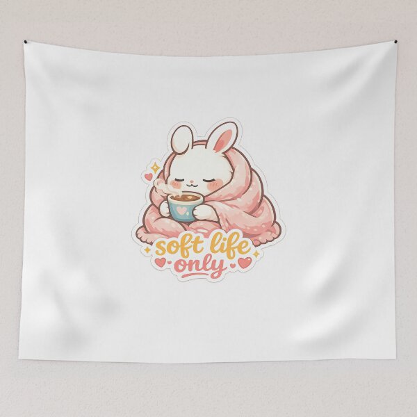 Item preview, "Soft Life Only" | Cozy Bunny & Self-Care Aesthetic Art designed and sold by Naviora.