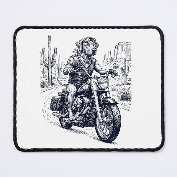 Item preview, Vintage Rhodesian Ridgeback Riding Motorbike Moto Western Cowboy Dog Lover designed and sold by DoodleTortle.