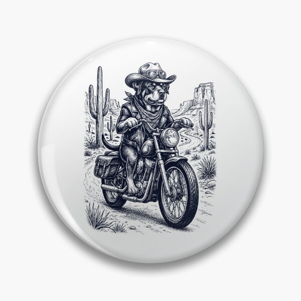 Item preview, Vintage Rottweiler Riding Motorbike Moto Western Cowboy Dog Lover designed and sold by DoodleTortle.