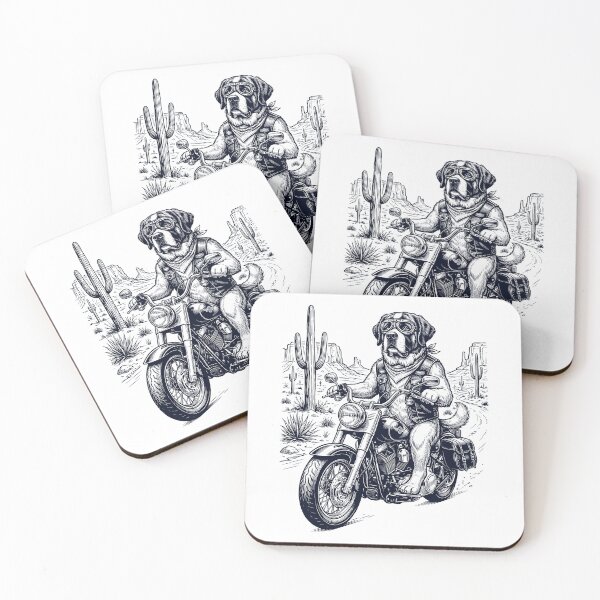 Item preview, Vintage Saint Bernard Riding Motorbike Moto Western Cowboy Dog Lover designed and sold by DoodleTortle.