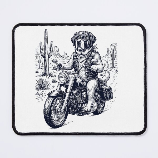 Item preview, Vintage Saint Bernard Riding Motorbike Moto Western Cowboy Dog Lover designed and sold by DoodleTortle.