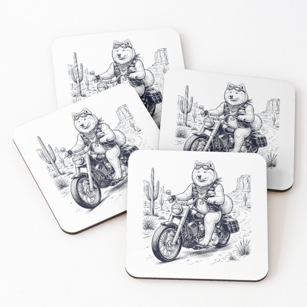 Item preview, Vintage Samoyed Riding Motorbike Moto Western Cowboy Dog Lover designed and sold by DoodleTortle.