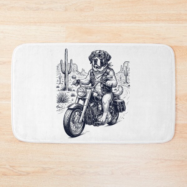 Item preview, San Bernardo clásico montando en moto, vaquero del oeste, amante de los perros designed and sold by DoodleTortle.