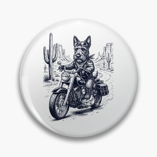 Item preview, Vintage Scottish Terrier Riding Motorbike Moto Western Cowboy Dog Lover designed and sold by DoodleTortle.
